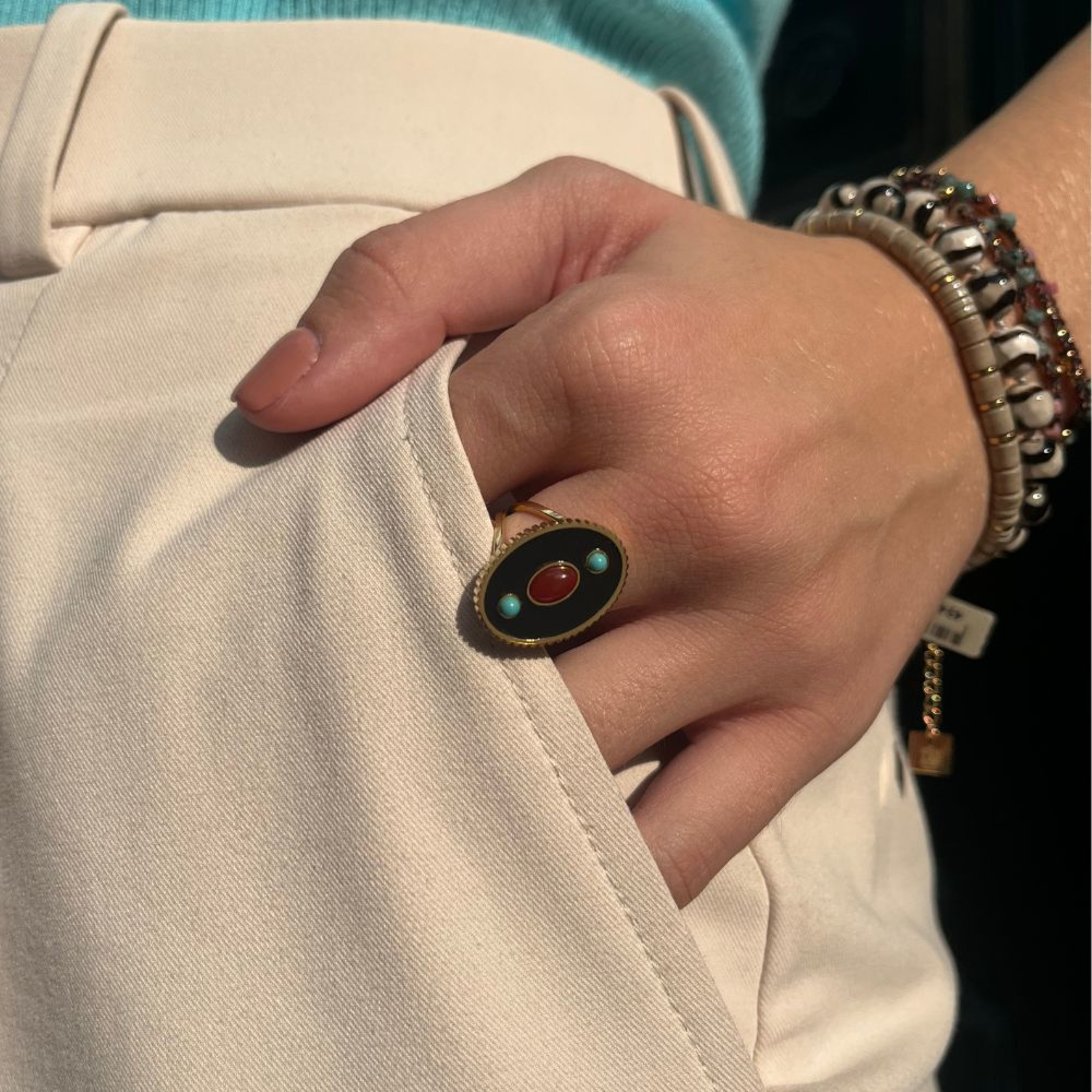 Bague zag pierre noire top