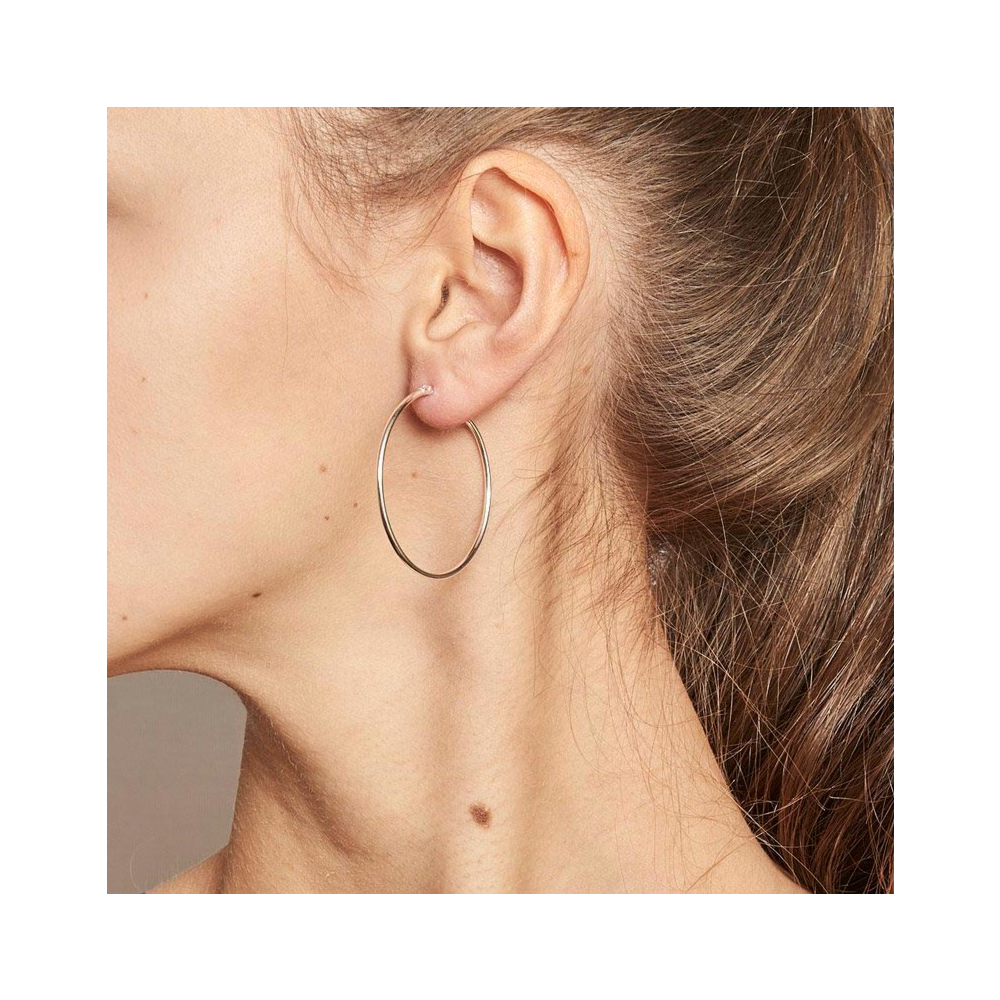 Boucles D’oreilles Créoles En Argent 925 Avec Cristaux - Occasion, Fermoir Dormeuse