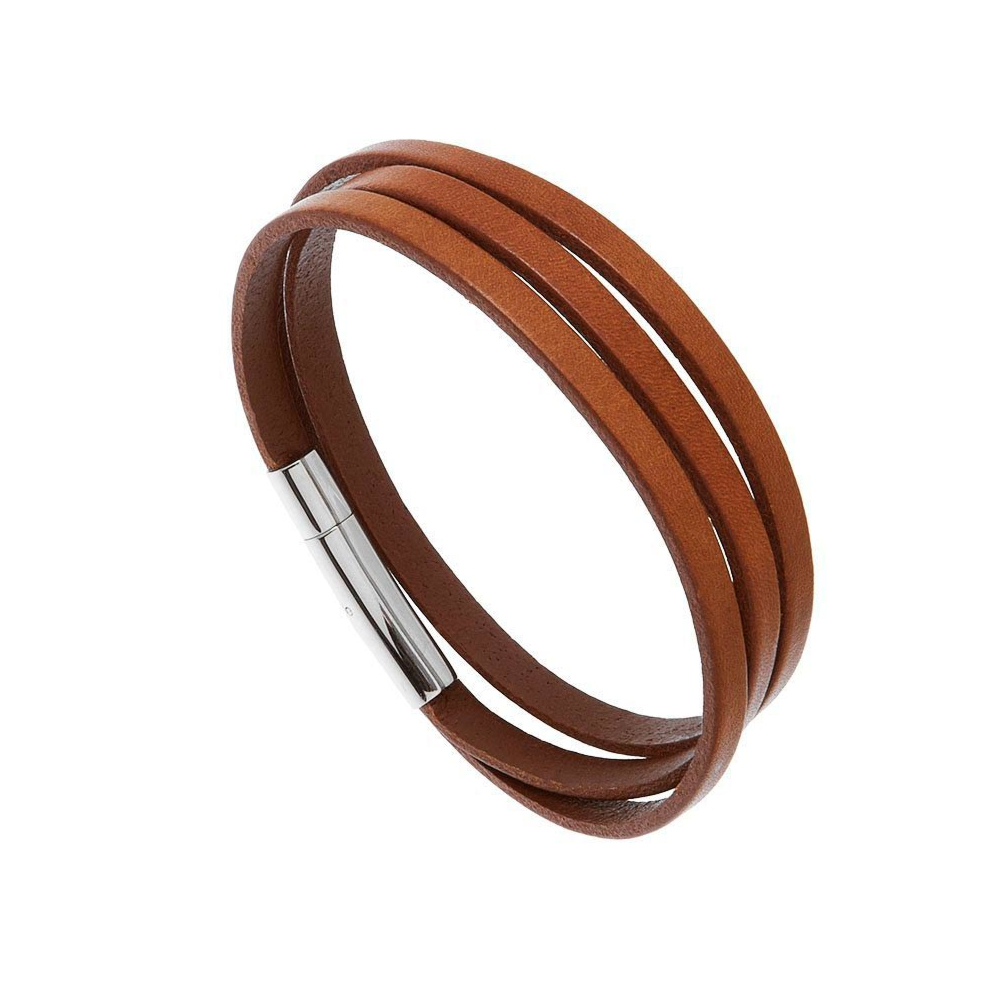 Mens gold leather bracelet Uraeus