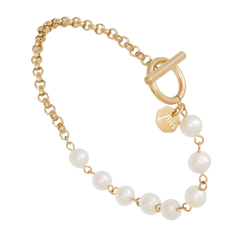 Bracelets pour femme : Chaîne, acier, avec perles