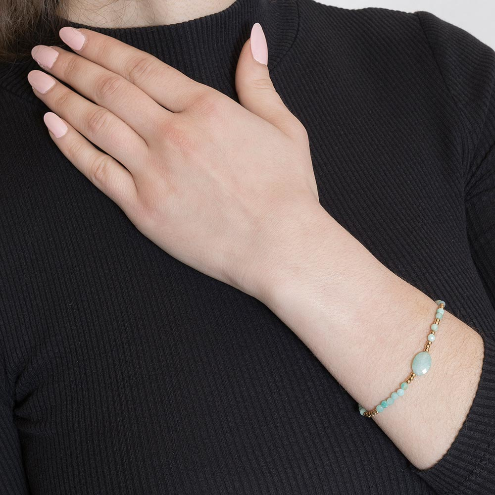 Bracelet élastique billes et pierres (ite), Siloé - Jollia