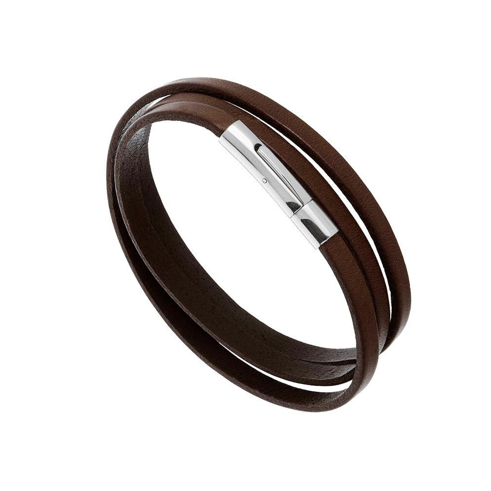 Bracelet cuir artisanal pour homme cuir tressé noir  FiFi brin de cuir
