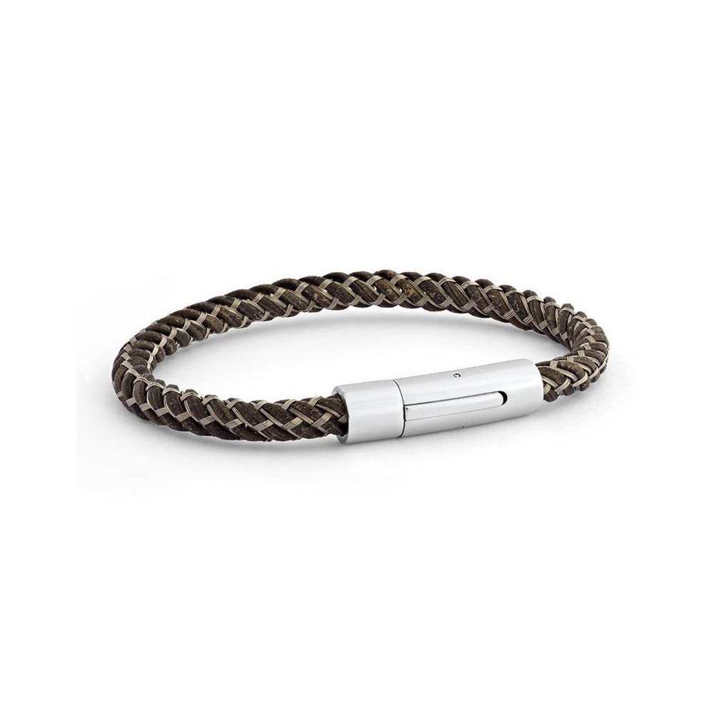 Bracelet cuir torsadé et fil acier homme (marron ou noir), Atelier de  Famille - Bijoux Fantaisie Créateurs