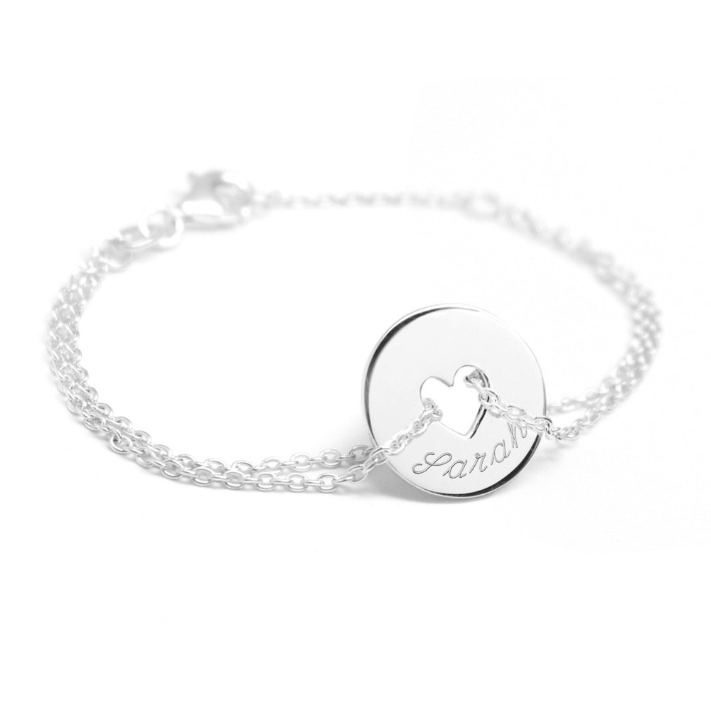 Bracelet chaine médaille personnalisé - femme - Argent