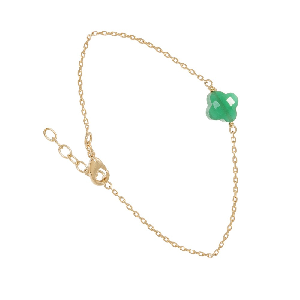 Bracelet trèfle vert (plaqué or) - Jollia