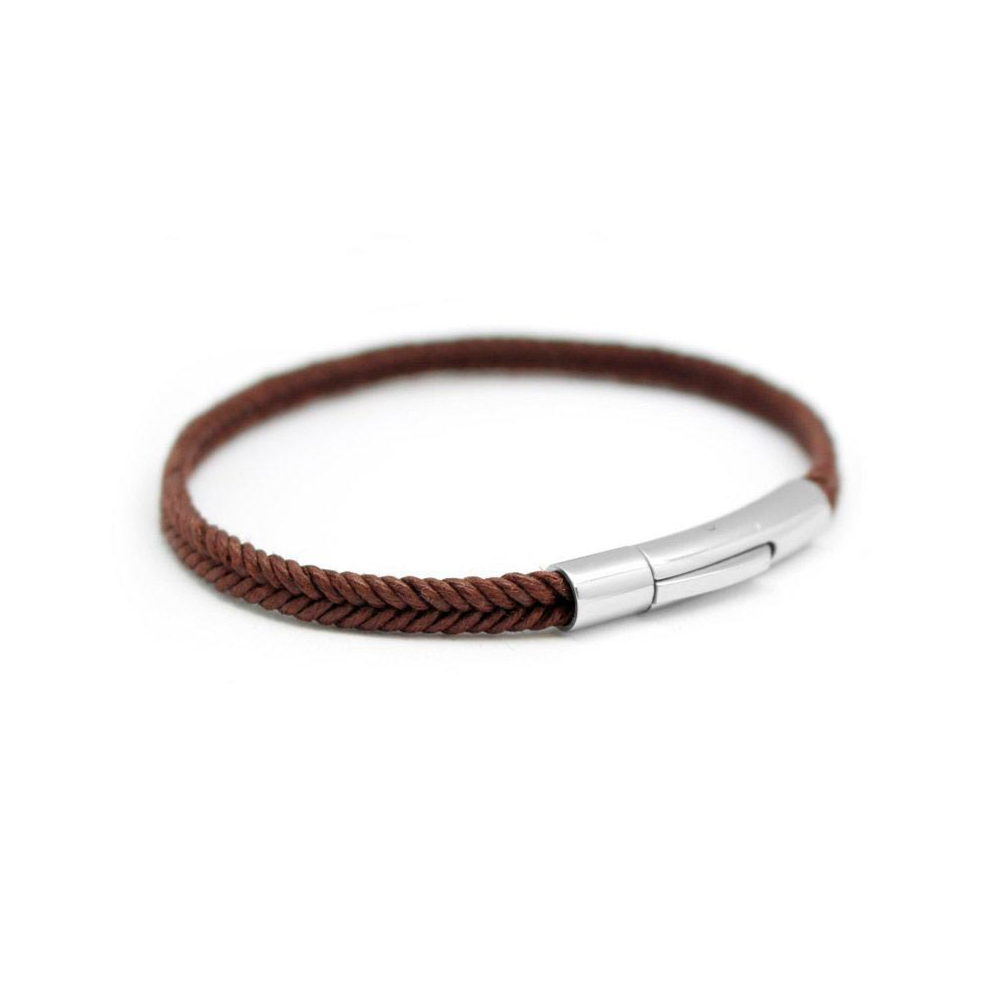 Bracelet Homme en Cuir Tressé  Noir  Horn  Stones