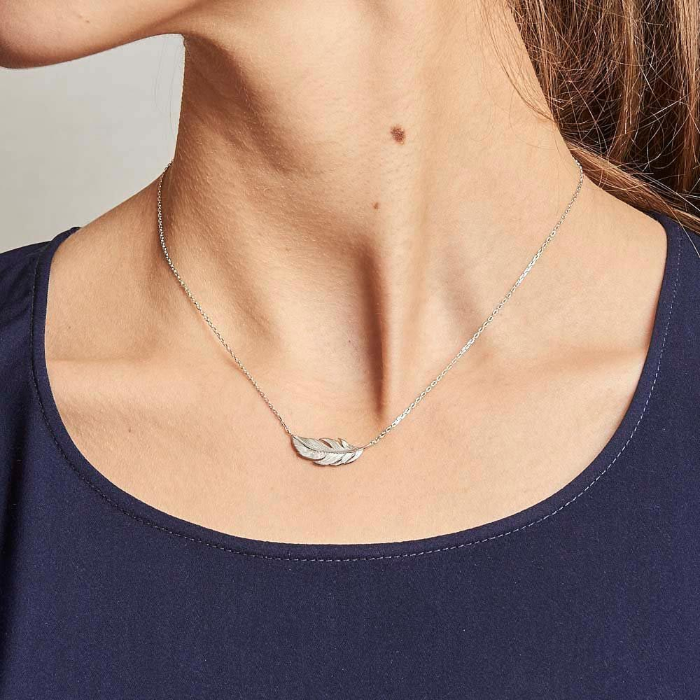 Pendentif Plume En Argent Sterling 925 Pour Femme - Chaîne Optionnelle - Neuf Avec étiquettes