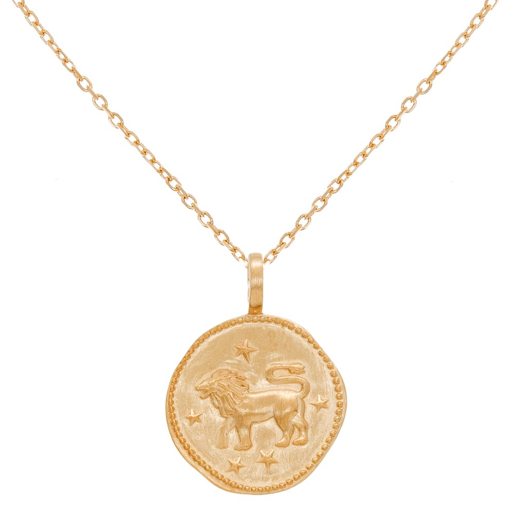 Collier Maje Avec Pendentif Signe Astrologique Lion - Couleur Dorée, Occasion, Bijou Tendance Zodiac