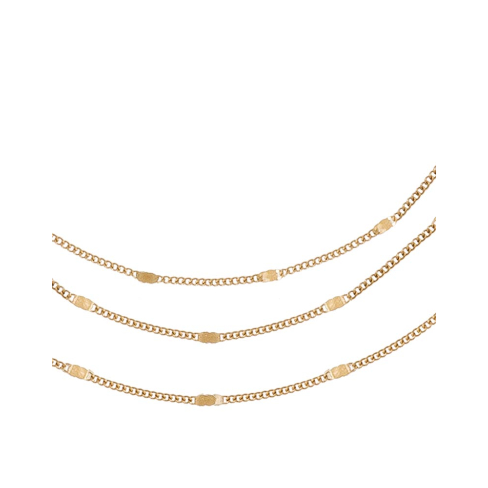 Collier Multirang En Acier Inoxydable Doré - Longueur 39-43 Cm - Chaînes Empilées - Neuf Avec étiquettes