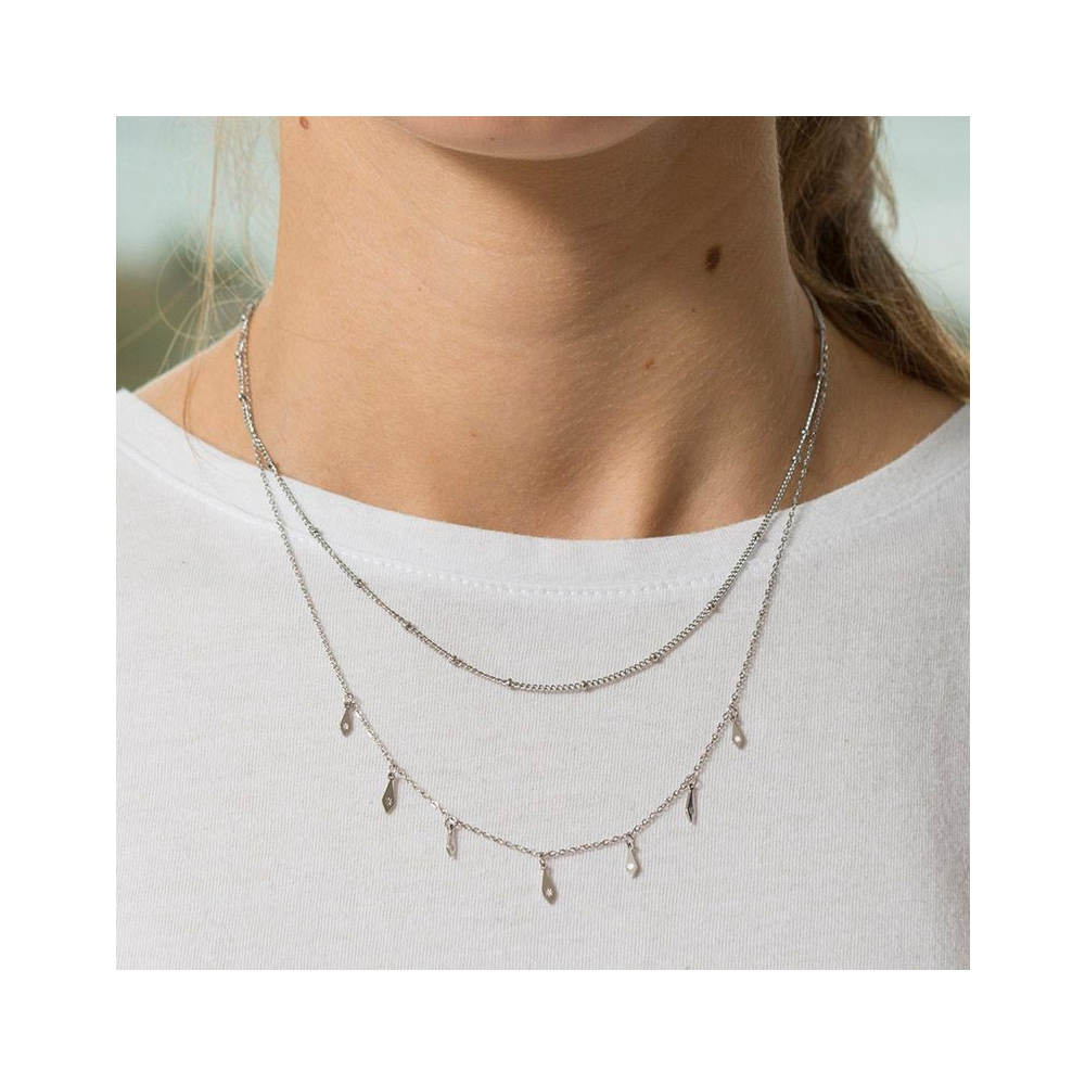 Collier IKITA Paris Nacre Et Métal Doré - Longueur ~40+9cm, Style Imposant Pour Femme