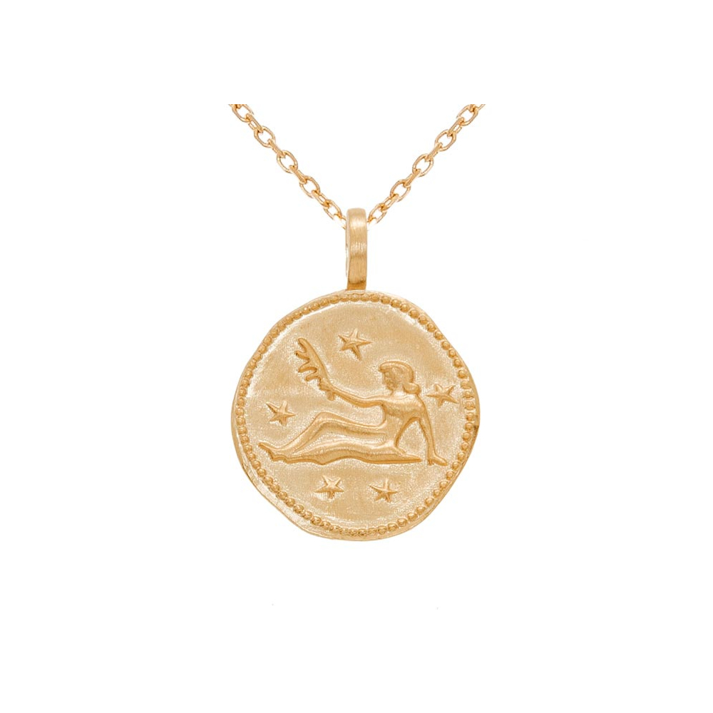 Pendentif Signe Du Zodiaque Vierge - Double Plaqué Or Jaune, Grand Format, Style Horoscope, Neuf Avec étiquettes