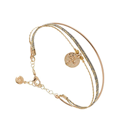 Lot De 4 Bracelets Dorés Pour Femme, En Acier Inoxydable, Style Chaîne/jonc Multi-rangs, Neuf Sans Emballage
