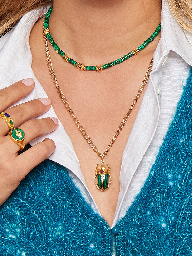 Collier pendentif pierre verte – Atelier bijoux fantaisie